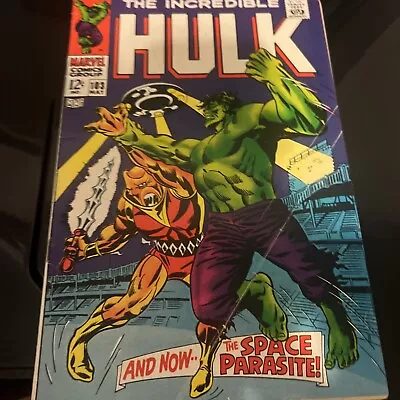 Buy Marvel Incredible Hulk #103 1968 4.5 Very Good+ 1st Space Parasite SHIPS FREE • 27.81£