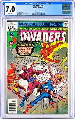 Buy Invaders #23 CGC 7.0 (Dec 1977, Marvel) GIl Kane, 1st Scarlet Scarab, UK Edition • 37.86£