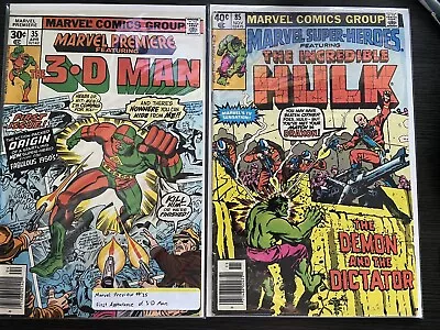 Buy Marvel Premiere # 35 (1st App. 3-D Man) & Marvel Super Heroes #85 (Hulk) - GD/VG • 7.88£