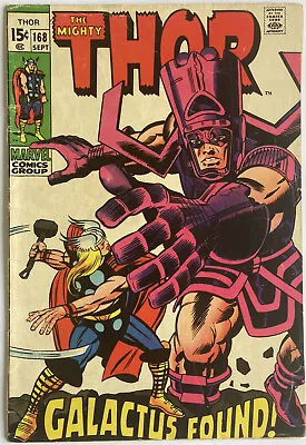 Buy The Mighty Thor #168 Sept 1968 Ist App Thermal Man - Galactus Jack Kirby Art  🔑 • 119.99£