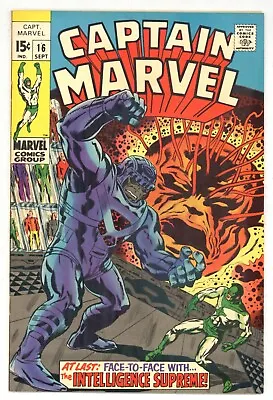 Buy Captain Marvel 16 1st NEW CM With RED COSTUME! SUPREME INTELLIGENCE! 1969 N537 • 59.13£