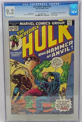 Buy Incredible Hulk #182 ~ Marvel 1974 ~ Cgc 9.2 ~ Wolverine Cameo • 361.92£