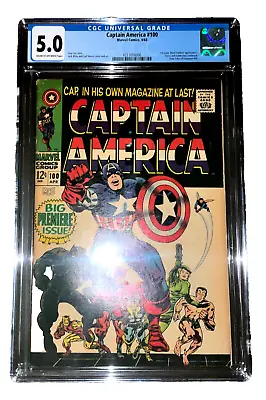 Buy Captain America #100 Cgc 5.0 Ow/wh Pages, 1st Issue Marvel Comics 1968 • 247.85£