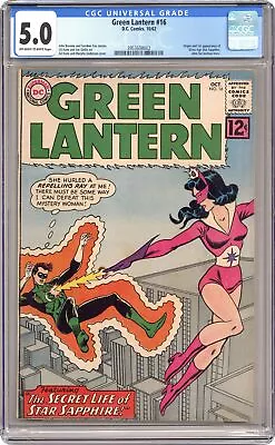 Buy Green Lantern #16 CGC 5.0 1962 3953608002 1st App. And Origin Star Sapphire • 304.23£