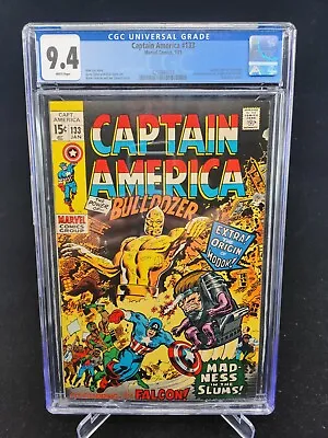 Buy Captain America #133 - Cap+Falcon Team-up Begin/M.O.D.O.K. Origin (CGC 9.4) 1971 • 118.22£