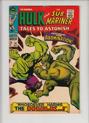 Buy Tales To Astonish #91 Vg/fn *abomination Cover! *cover Color Pops! • 55.32£