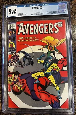 Buy Avengers  # 59 -CGC  9.0  -VFNM- White Pages- 12/68 -1st App. Of YellowJacket • 349.80£