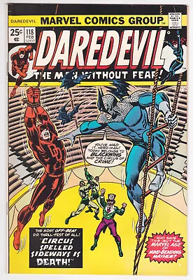 Buy Daredevil #118 Very Fine-Near Mint 9.0 Circus Of Crime Blackwing 1975 • 20.53£